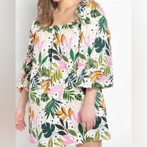 Eloquii Multicolor Floral Long Sleeve Dress